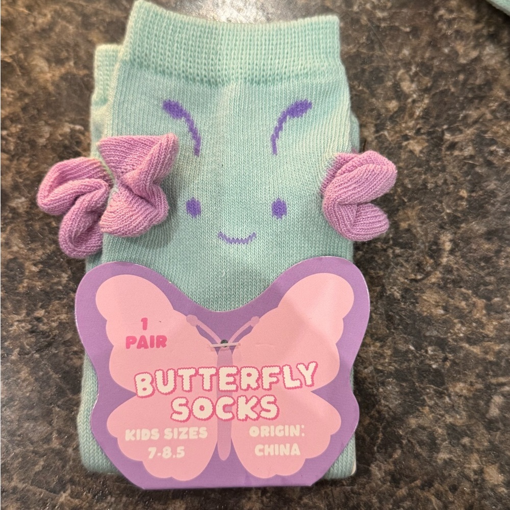 Butterfly Socks for Kids - Purple and Green